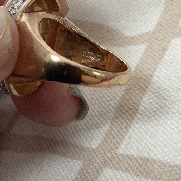 Rose Quartz Vermeil Cocktail Ring, Size 6.5 - Picture 4 of 6